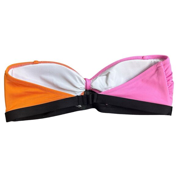 VS PINK Swim Colorblock Bandeau Top Twist‑Tie Front Size L Bright Sporty Summer - Picture 6 of 9